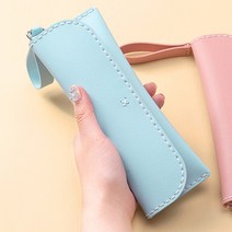 미리사몰B DIY 고급 가죽 필통 만들기 세트 가죽공예 파스텔 파우치 초등 어린이 바느질 키트 반제품 집콕 놀이, 가죽 필통 만들기:블루