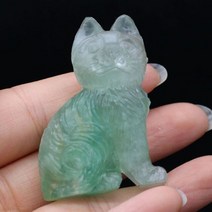 귀여운 고양이 동상 자연 크리스탈 장식품 조각 마노 로즈 쿼츠 Reiki 보석 공예 홈 인테리어, 1PC(35g), Glazed Jade