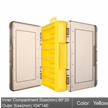 양면 낚시 상자 12 구획 방수 미끼 루어 후크 스토리지 운전석 케이스 컨테이너 잉어 물고기 태클 액세서리, 노란색