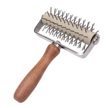 스테인레스 스틸 휠 피자 빵 니들 펀치 롤러 파이 과자 반죽 후두둑 튼튼한 나무 손잡이, 보여진 바와 같이, 하나