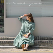 [MADE N] 5부 체크 린넨 원피스