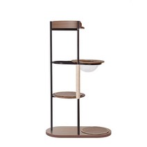 4층 고양이 등반 프레임 디자인 공간 캡슐 캣타워, 블랙 퍼플 + 월넛 컬러 스팟