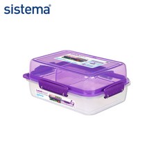 시스테마 사각 스텍 런치박스 2단 도시락통1.8L 퍼플, 1p