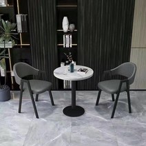 남쪽나무 2인 티 테이블 세트 2인용 식탁 미니 원형 원룸, 티테이블(60cm)+의자*2, 01:회색(가죽)