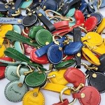 베스파 키링 소가죽 키홀더 VESPA 로고 원형 엠블럼 열쇠고리, 8번빈티지레드