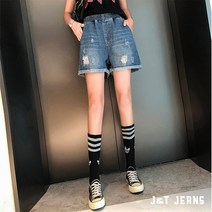 제이앤티 디스트로이드 롤업 밴딩 데님 팬츠 반바지
