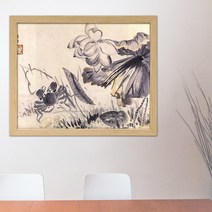 나봄갤러리 현재 심사정 - 하저해합도 연꽃과 게 한국화 게그림 연꽃그림 해도, 3.내츄럴 액자