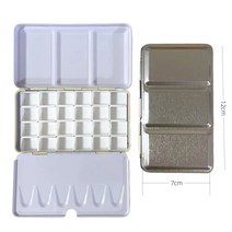 화구박스 2444 그리드 모란디 컬러 빈 수채화 팔레트 주석 상자 페인트 보관함 미술 용품 철, 2. Silver 24 grid