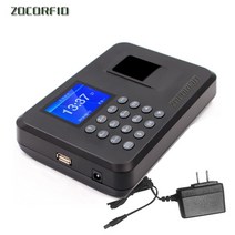 더 많은 언어 출석 시스템 지문 USB 암호 사무실 시간 시계 직원 레코더 장치 생체 인식, 미국 어댑터, 영어