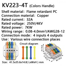 미니 고속 와이어 케이블 커넥터 범용 소형 도체 스프링 접합 배선 푸시 인 터미널 블록 424/426/436, 08 KV223-4 CT _ 01 1PCS