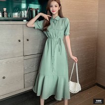 가바바 여성 셔츠원피스 예쁜 핏을 만들어주는 포켓 밑단프릴 쉬폰 롱원피스 G53805