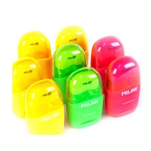 밀란 플루오 캡슐 연필깎이+지우개 MILAN FLUO CAPSULE, 색상랜덤(빠른발송)