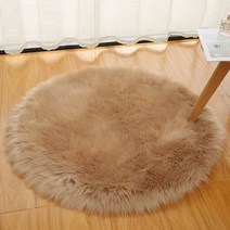 인조퍼 양털 양모러그 원형 30cm 브라운
