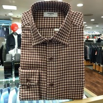 레노마셔츠 긴소매 기모 더블 미디움 체크 일반핏 셔츠 RMWSGP304-BW-BU