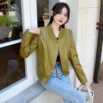 워싱 가죽 코트 여성 나사산 스탠딩 가죽 재킷 잉글리쉬 불규칙 쇼트 라이더