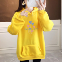 스타일아유 여성 기모 후드 하트 풍선 레터링 티셔츠 맨투맨 루즈핏 오버핏 긴팔 후드티 11컬러 [노마진]