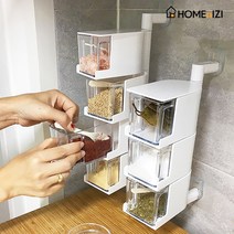 홈앤이지 깔끄미 멀티 회전 수납함 3단 2개 주방 수납 소금 양념 쌀 보관 플라스틱 통, 깔끄미 3단 2개
