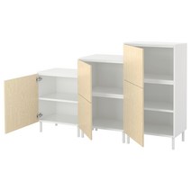 이케아 PLATSA 플랏사 5도어 수납장 - 화이트/칼보덴 생동감 있는 소나무 무늬 180x42x113 cm