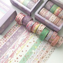 마스킹 테이프 10 개대 골드 스탬핑 상자 포장 귀여운 장식 접착 스크랩북 다꾸 40, 골드 스탬핑 자매