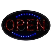 Alpine Industries LED Open/Closed Sign Oval 23” x 14” - Electric Commercial Lighted Signage Board f, 1