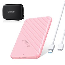 오리코 2.5인치 SATA to USB3.0 외장형 HDD/SSD 하드케이스 + 파우치 25PW1-U3, 핑크색*1, USB3.0-Micro-B-5Gbps(30CM)