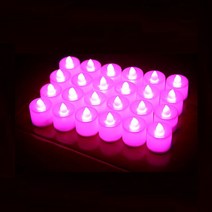 올인템 LED 티라이트 전자초 프로포즈초 이벤트초 파티초 무드등 전자캔들 24pcs, 24개, 핑크