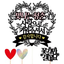 비비드레인 생신 케이크토퍼, 10-빛나는청춘+픽3개
