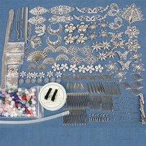 Makone diy수공예제작 고풍 스텝 헤어장식품 부속품 스스로제작 한나라의복 머리비녀 재료 세트, T06-(화이트 K색)표준판