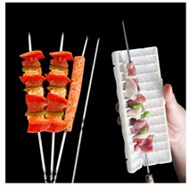 BBQ 꼬치 꽂이 홀더 캠핑 꼬챙이 스텐 바베큐 끼우기, 2-스텐꼬지10P-33cm