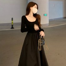 원피스 캐주얼 롱 20대 스커트 청소년 슬림핏 멀티매치 일상 나들리 레이어드 잘룩허리 편안 살랑살랑