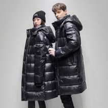 두껍고 따뜻한 X 롱 재킷 남성용 여성용 90% 화이트 덕 다운 패션 후드 내한성 파커 브랜드 레드 겨울 코트