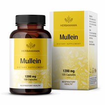 HERBAMAMA 뮬레인 잎 식이 캡슐 1200mg 100 비건 캡슐, 단일상품개, 100캡슐
