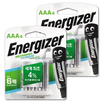 에너자이저 충전지 4입 x 2개 AAA / 충전용 건전지, 단품