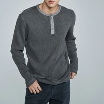 남성 프리미엄 빈티지 가먼트다잉 헨리넥 긴팔 티셔츠 2-COLOR