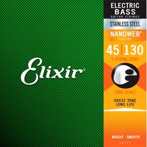 Elixir 엘릭서 나노웹 베이스 기타줄 45 100 105 4현 5현 (게이지선택), 스테인레스 5현 45-130[14777]
