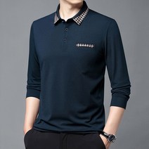 남자긴팔티 2023 봄옷 롱슬리브티 중년 남성 솔리드 무지 와이드 루즈핏 티셔츠 카라넥 카라셔츠 4994086392