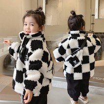 유블리 아동 체크 후리스 자켓 아우터