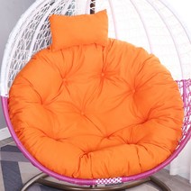 두꺼운 교수형 바구니 쿠션 스윙 새의 둥지 등나무 의자 침실 단일 교수형 의자 쿠션 이동식 및 빨 라운드 크래들 의자 쿠션, 더블쿠션140cmx110cm, 17.오렌지 오렌지[쿠션+베개]