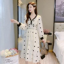 여성스러운 쉬폰 레이스 도트원피스_3