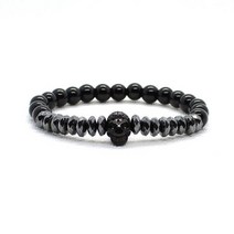 남성용 무광 산소 스톤 비즈 팔찌 해골 Erkek Bileklik 세트 크라운 쥬얼리 여성용 팔찌 Pulseras Mujer