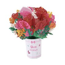 팝업 입체 플라워 카드 발렌타인데이 어버이날 스승의 날 3D 가을 꽃 바구니 인사말 봉투 감사 장미 백합 해바라기 튤립 데이지 카네이션 엽서, 07