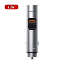Baseus FM 송신기 자동차 무선 블루투스 5.0 FM 라디오 변조기 자동차 키트, 협력사, 15W 실버