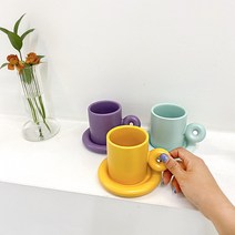 도넛 머그잔 (4가지 컬러) 미니도넛 세라믹 도자기 머그 컵, 아이보리