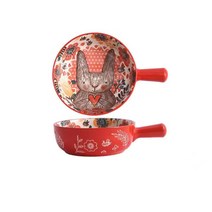 BLOWFISH FUGU 북유럽 캐릭터 손잡이 그릇 라면 그릇냉면 그릇 세트/도자기 손잡이 그릇, 긴귀토끼
