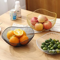 북유럽 스타일 철예 과일 바구니 프릴 철선 불규칙 과일 접시 간식 철예 과일 바구니, 로터스 리프 블랙 라지 스트레이트 엣지, 1개