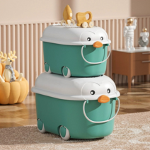 CAMLIN 장난감 정리함 바퀴달린 라지+미디엄 2p, 그린