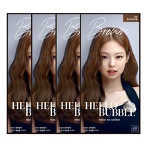미쟝센 헬로버블 염색약 x4개 프라이머탈색제 100883, 헬로버블 염색약 6N초코브라운