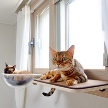 [펫502] 고양이 창틀 캣타워 창문 해먹 캣워크 사각형 타원형 2TYPE, [사각] 창틀캣타워 중형, 스크래쳐 미포함