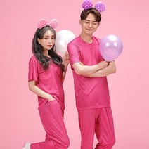 남여공용 핑크도트밴딩몸빼