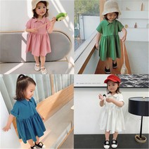 PigPug 女童裙子小清新翻领连衣裙公主裙21夏装新款外贸童装代发3-8岁